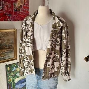 lilli ann collections white and green button up jacket